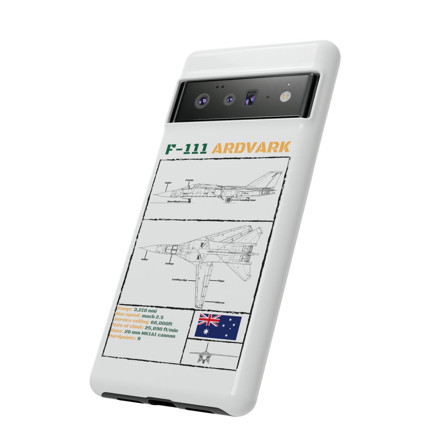 F111 Aardvark  Schematic Durable Phone Case (RAAF colouways)