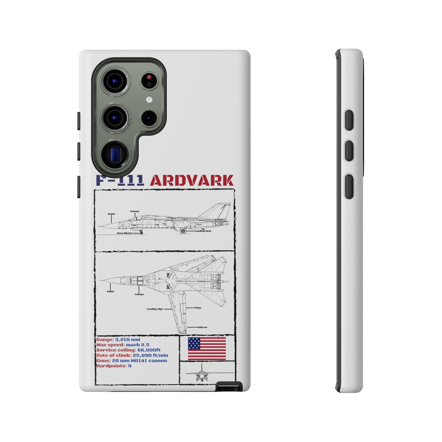 F111 Aardvark  Schematic Durable Phone Case (USAF Colourways)