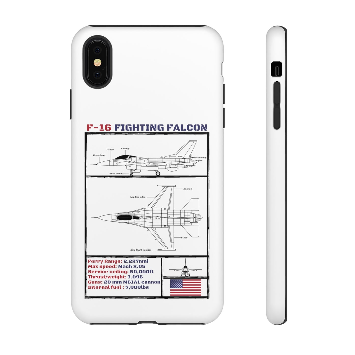 F-16 Schematic rigid Phone Case (USAF colour-ways)