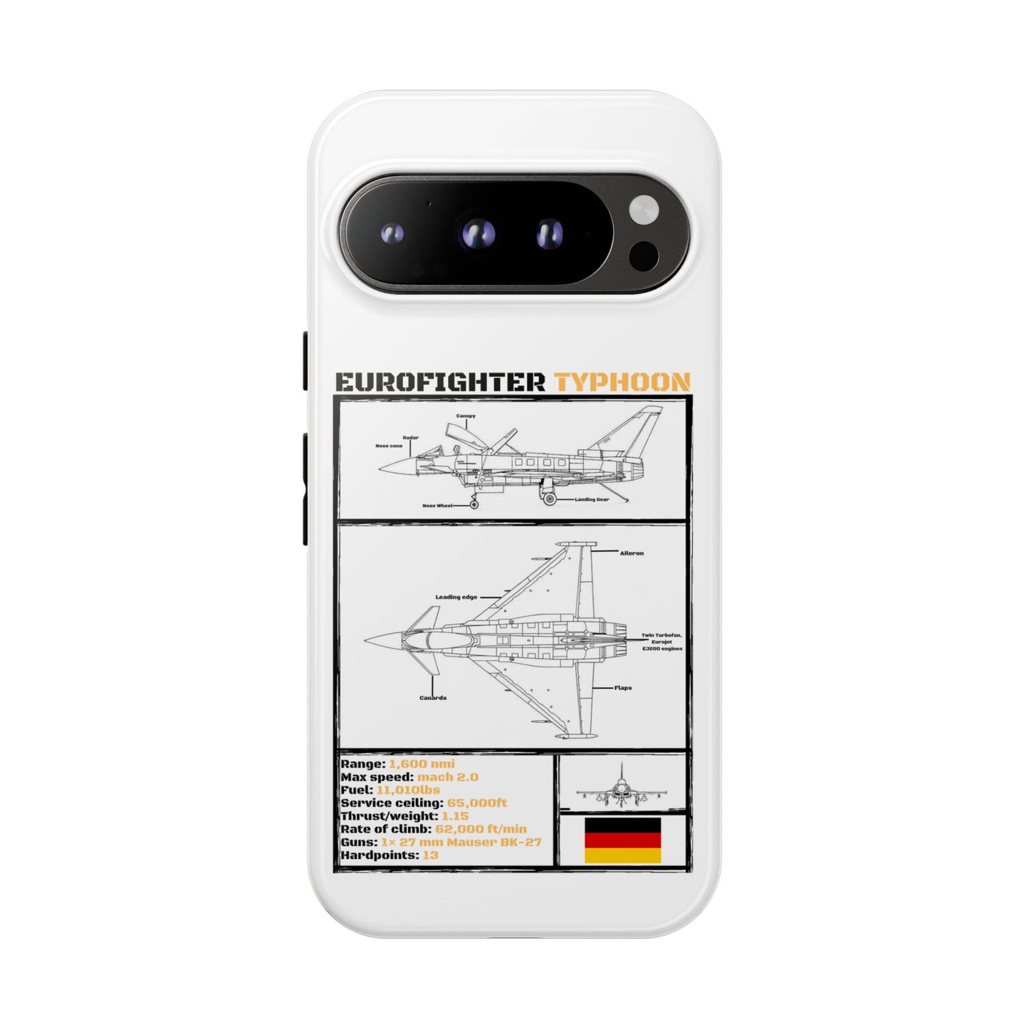 Eurofighter typhoon Schematic edition phone case (Luftwaffe Colour-Way)