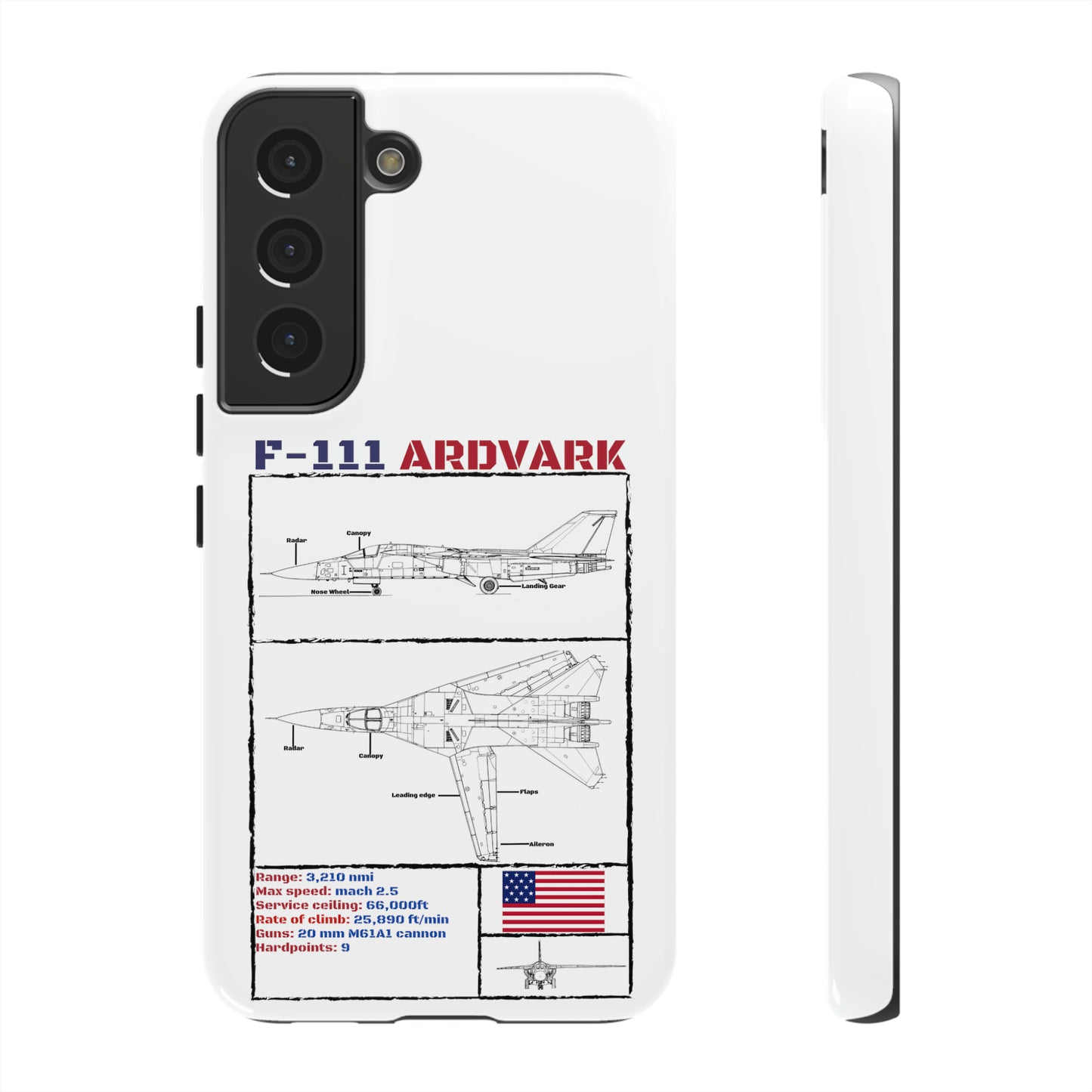 F111 Aardvark  Schematic Durable Phone Case (USAF Colourways)