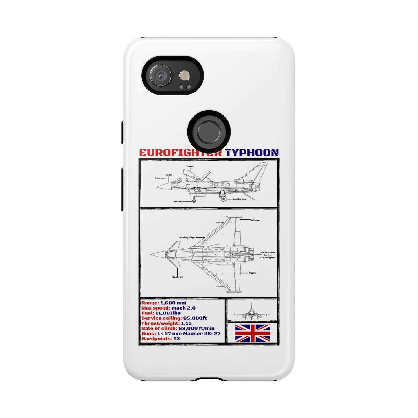Eurofighter typhoon Schematic edition phone case (RAF Colour-Way)