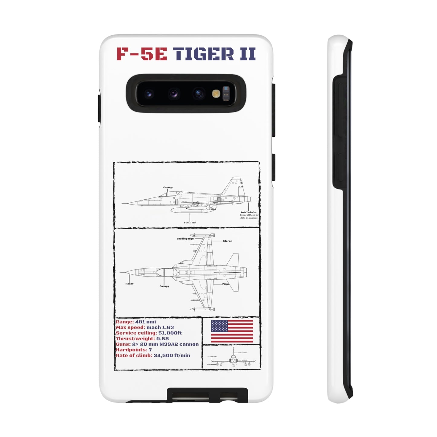 F-5E Schematic Durable Phone Case (USAF colour-ways)