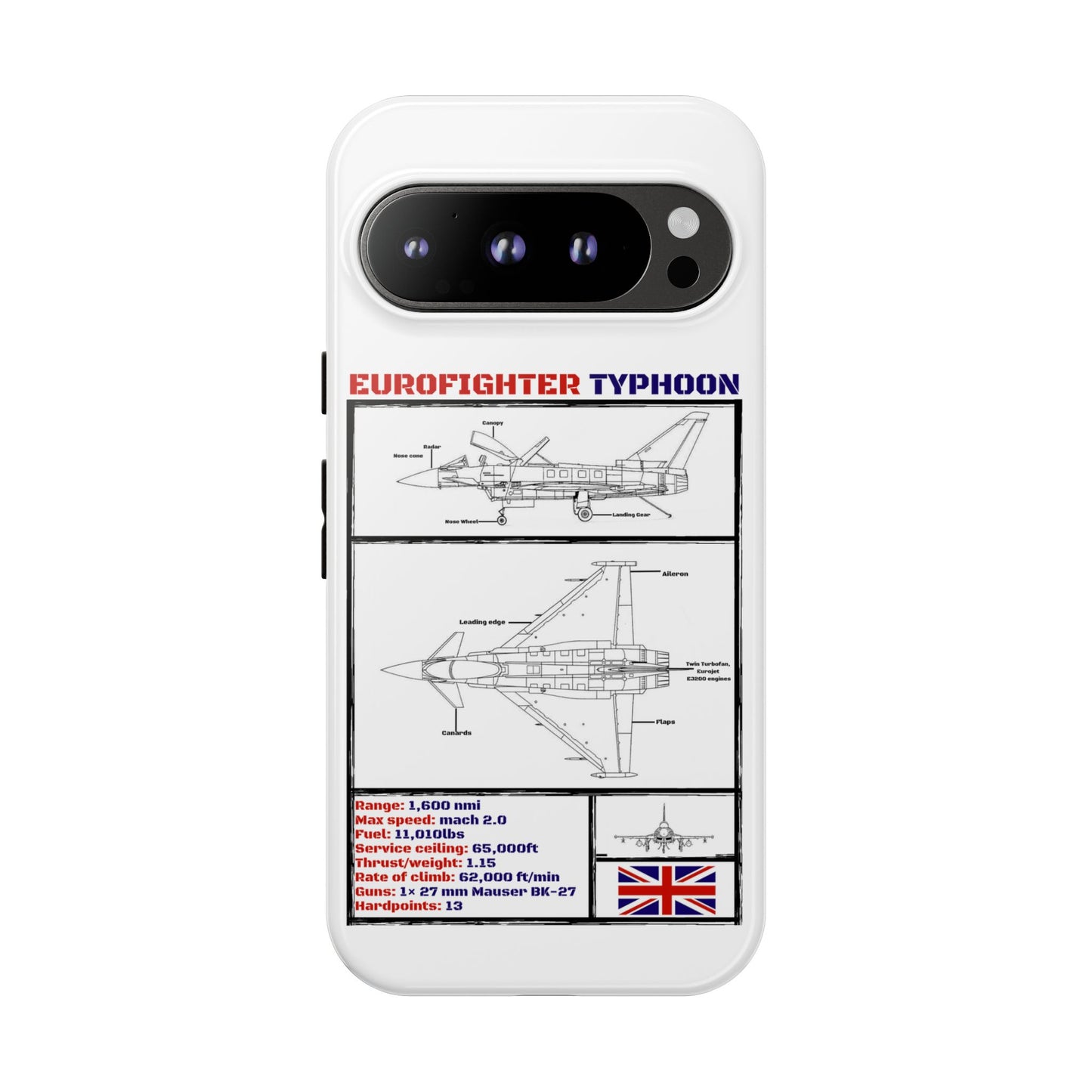 Eurofighter typhoon Schematic edition phone case (RAF Colour-Way)