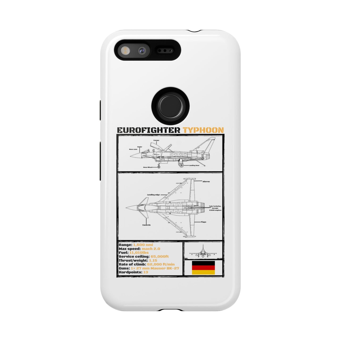 Eurofighter typhoon Schematic edition phone case (Luftwaffe Colour-Way)