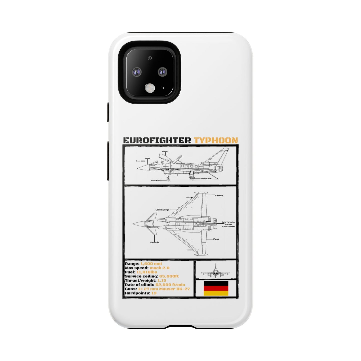 Eurofighter typhoon Schematic edition phone case (Luftwaffe Colour-Way)