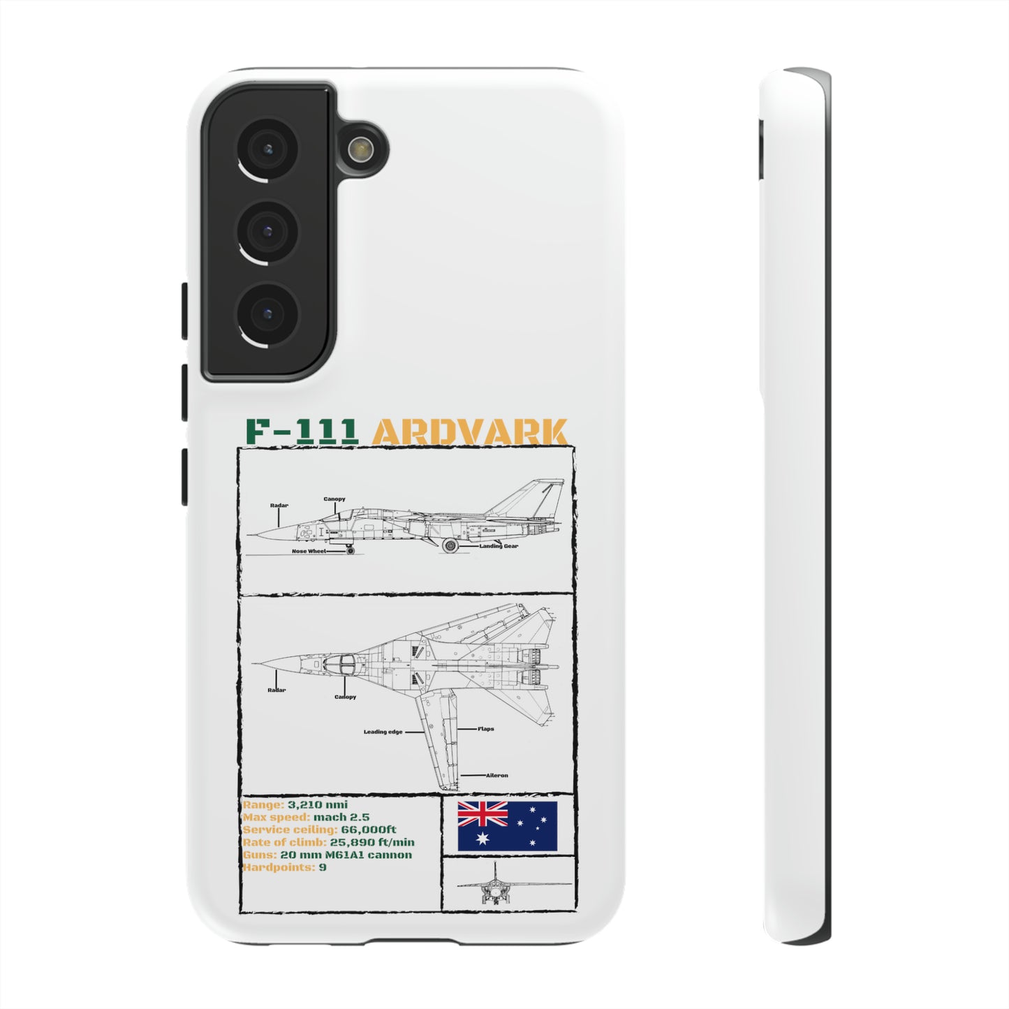 F111 Aardvark  Schematic Durable Phone Case (RAAF colouways)