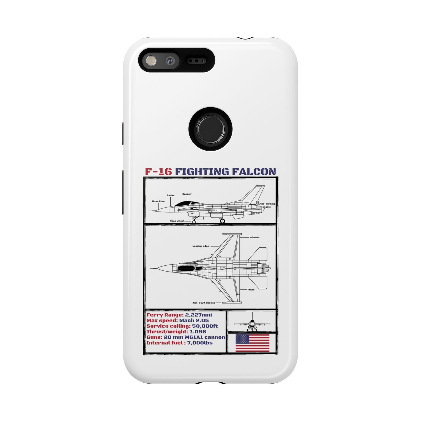 F-16 Fighting Falcon Schematic edition phone case (USAF Colour-Way)