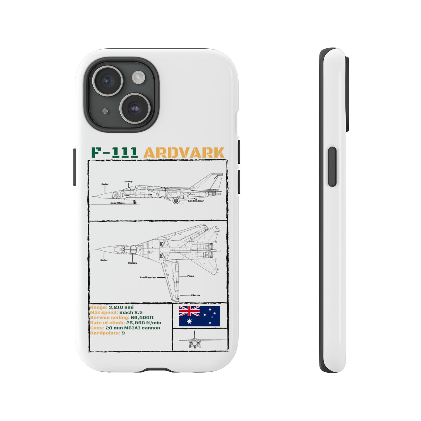 F111 Aardvark  Schematic Durable Phone Case (RAAF colouways)