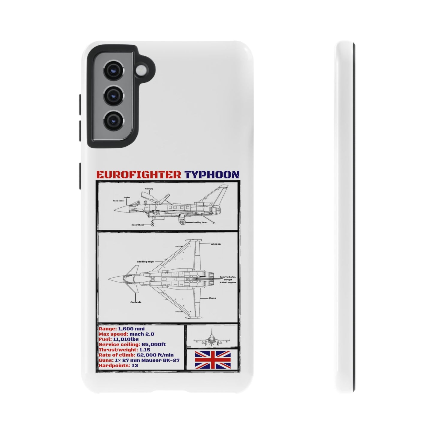 Eurofighter typhoon Schematic edition phone case (RAF Colour-Way)