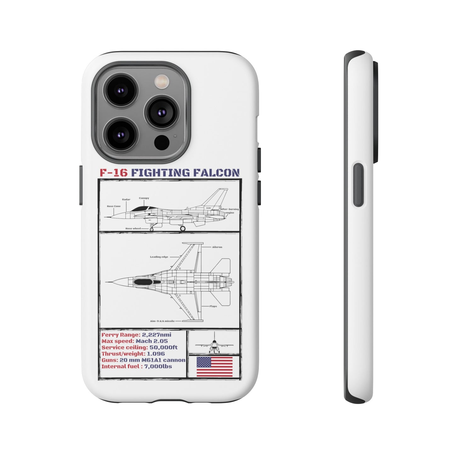 F-16 Schematic rigid Phone Case (USAF colour-ways)