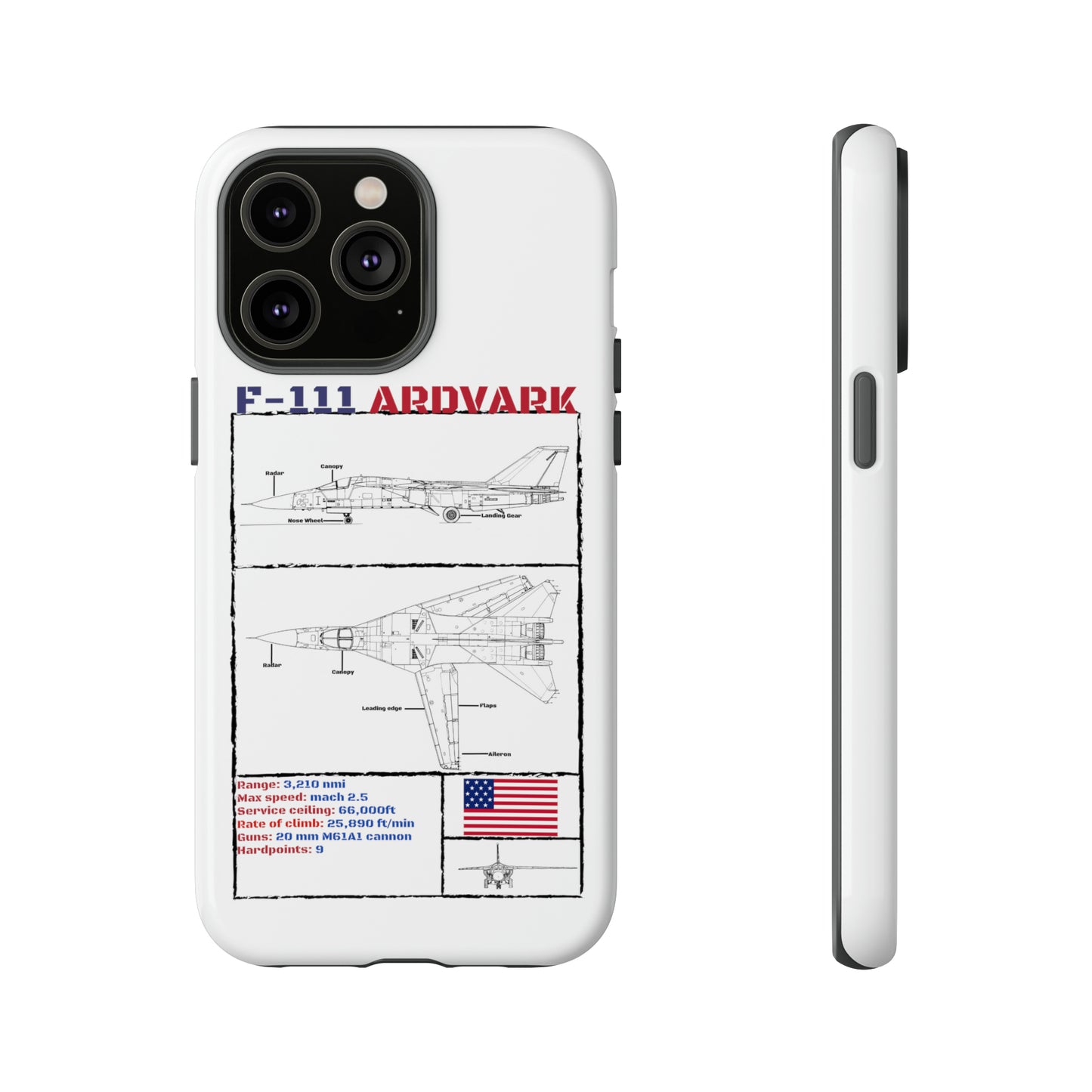 F111 Aardvark  Schematic Durable Phone Case (USAF Colourways)