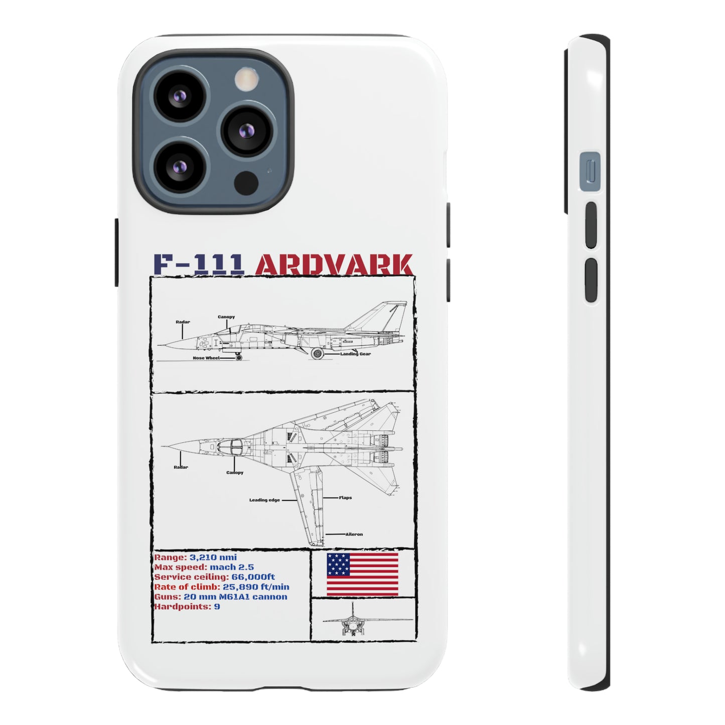 F111 Aardvark  Schematic Durable Phone Case (USAF Colourways)