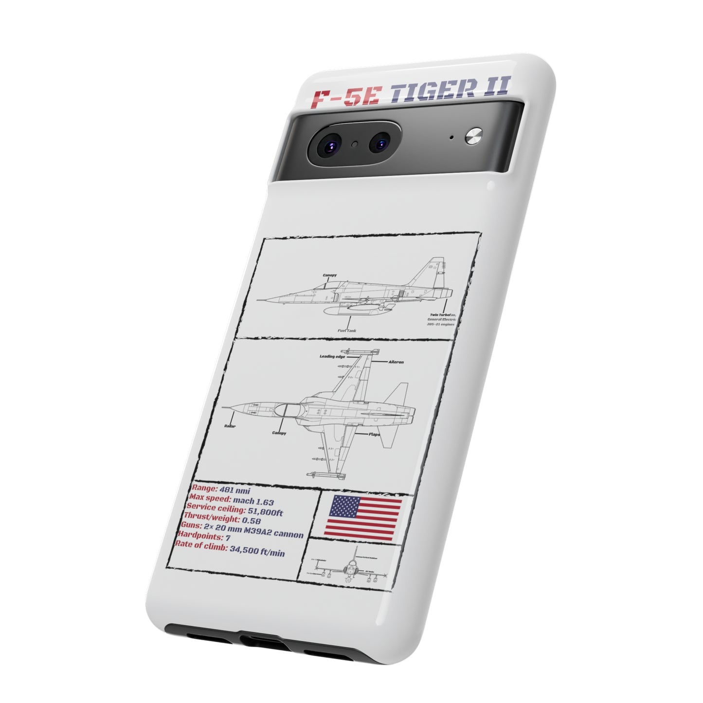 F-5E Schematic Durable Phone Case (USAF colour-ways)