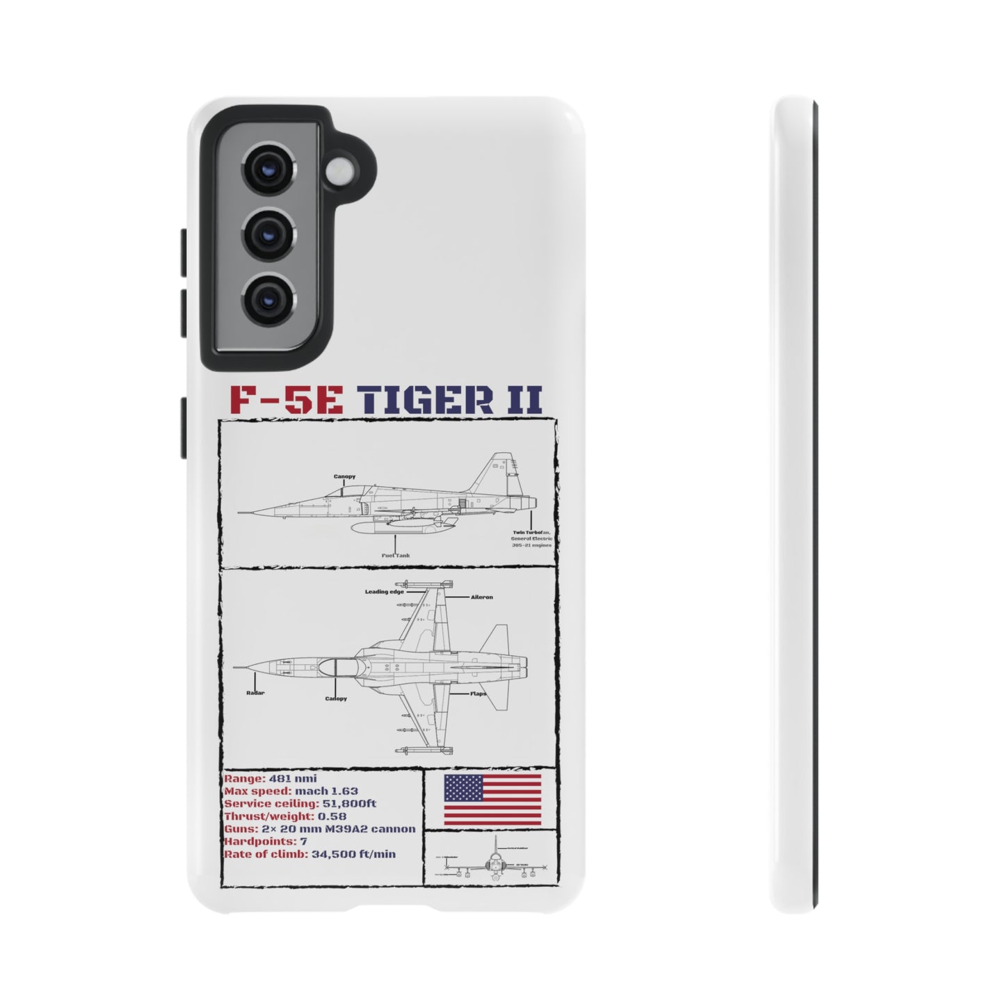 F-5E Schematic Durable Phone Case (USAF colour-ways)