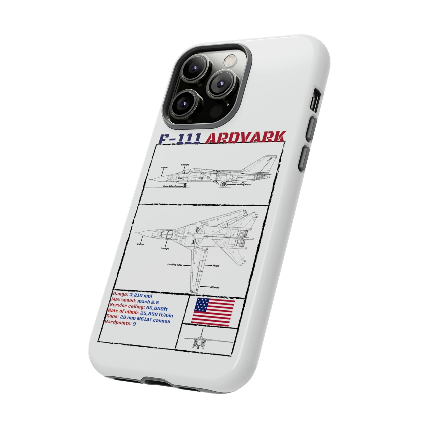 F111 Aardvark  Schematic Durable Phone Case (USAF Colourways)