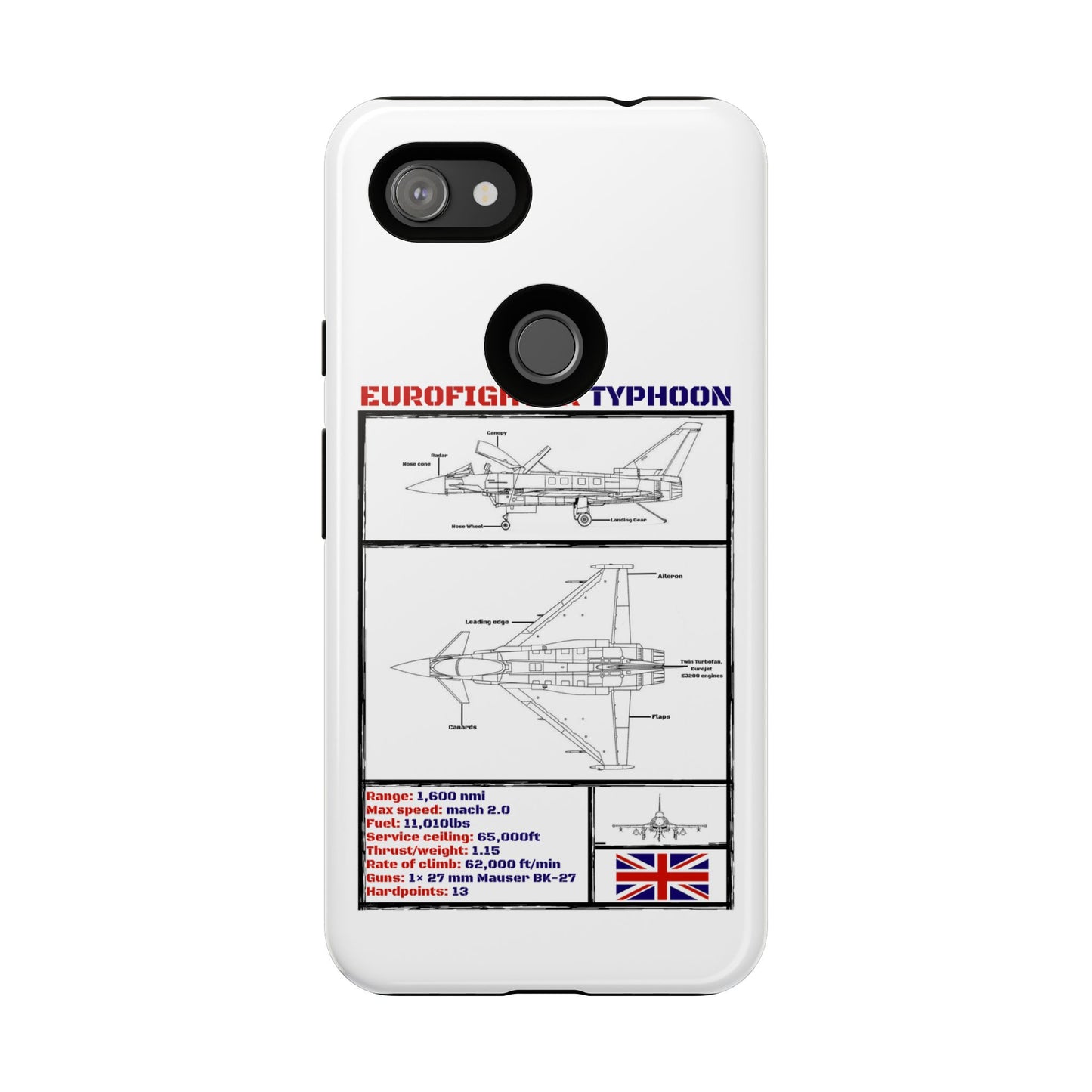 Eurofighter typhoon Schematic edition phone case (RAF Colour-Way)