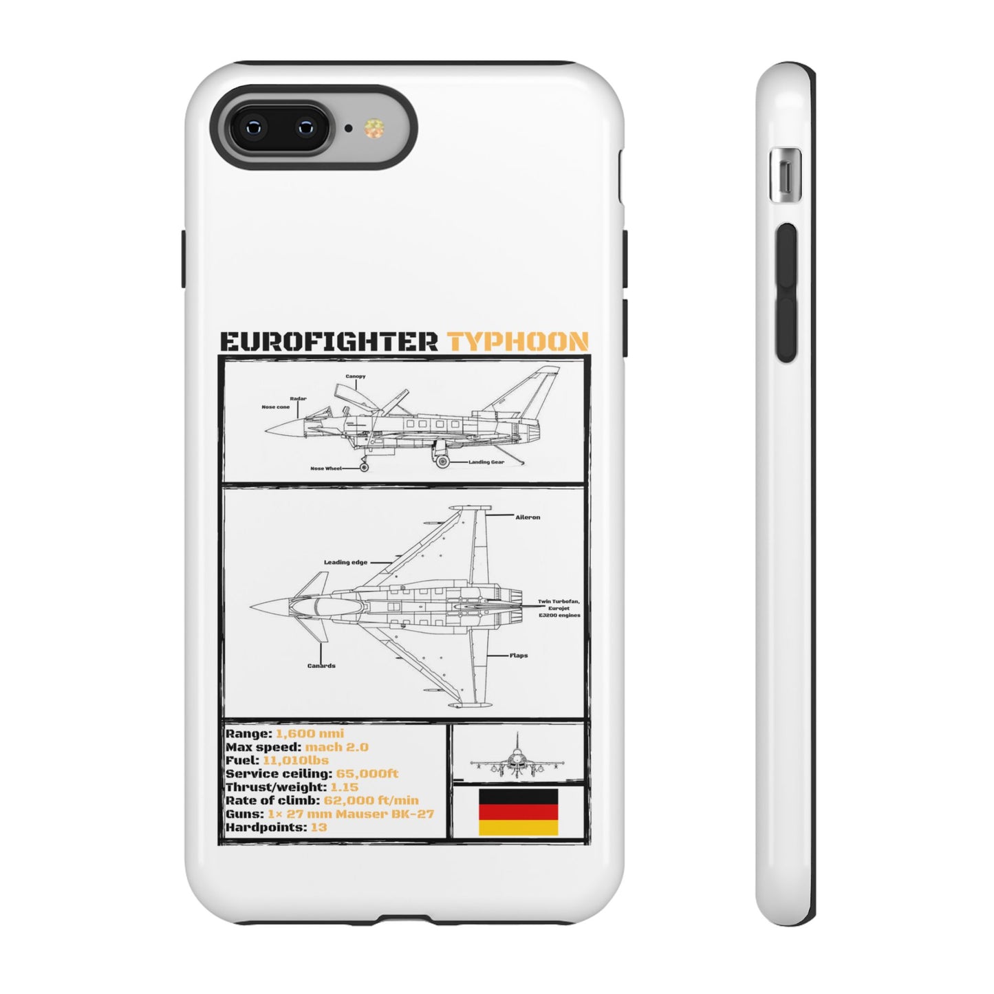 Eurofighter typhoon Schematic edition phone case (Luftwaffe Colour-Way)