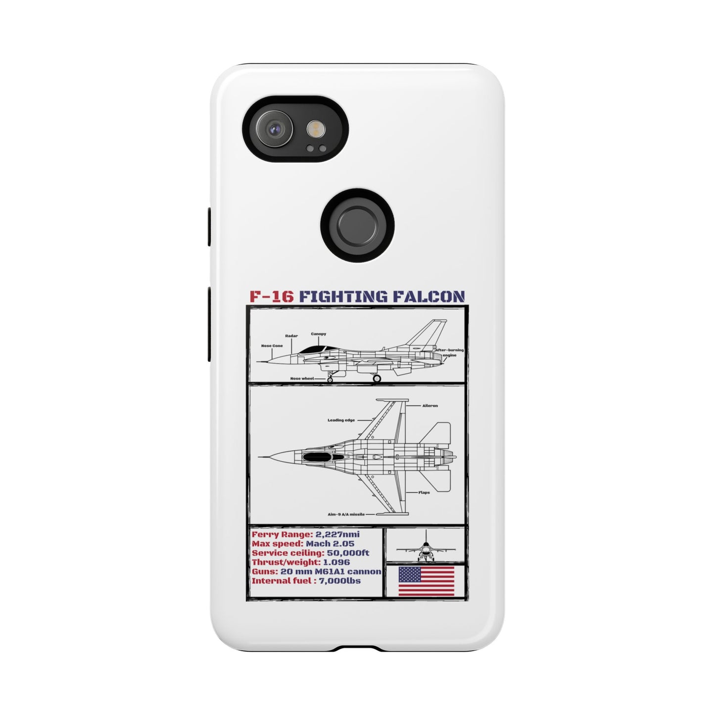 F-16 Fighting Falcon Schematic edition phone case (USAF Colour-Way)