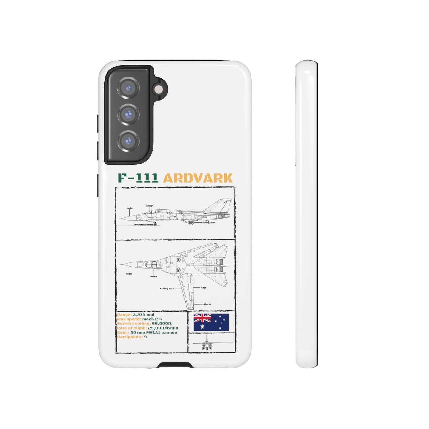 F111 Aardvark  Schematic Durable Phone Case (RAAF colouways)