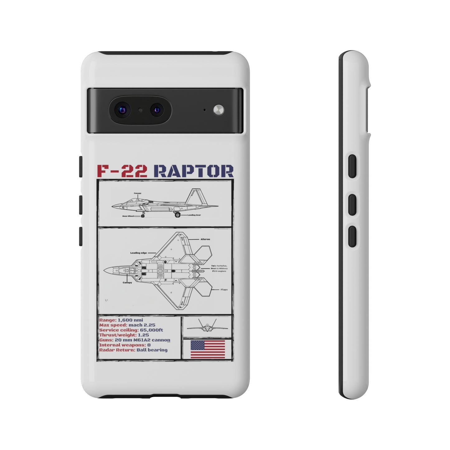 F-22 Raptor schematic rigid Phone Case (USAF colour-ways)