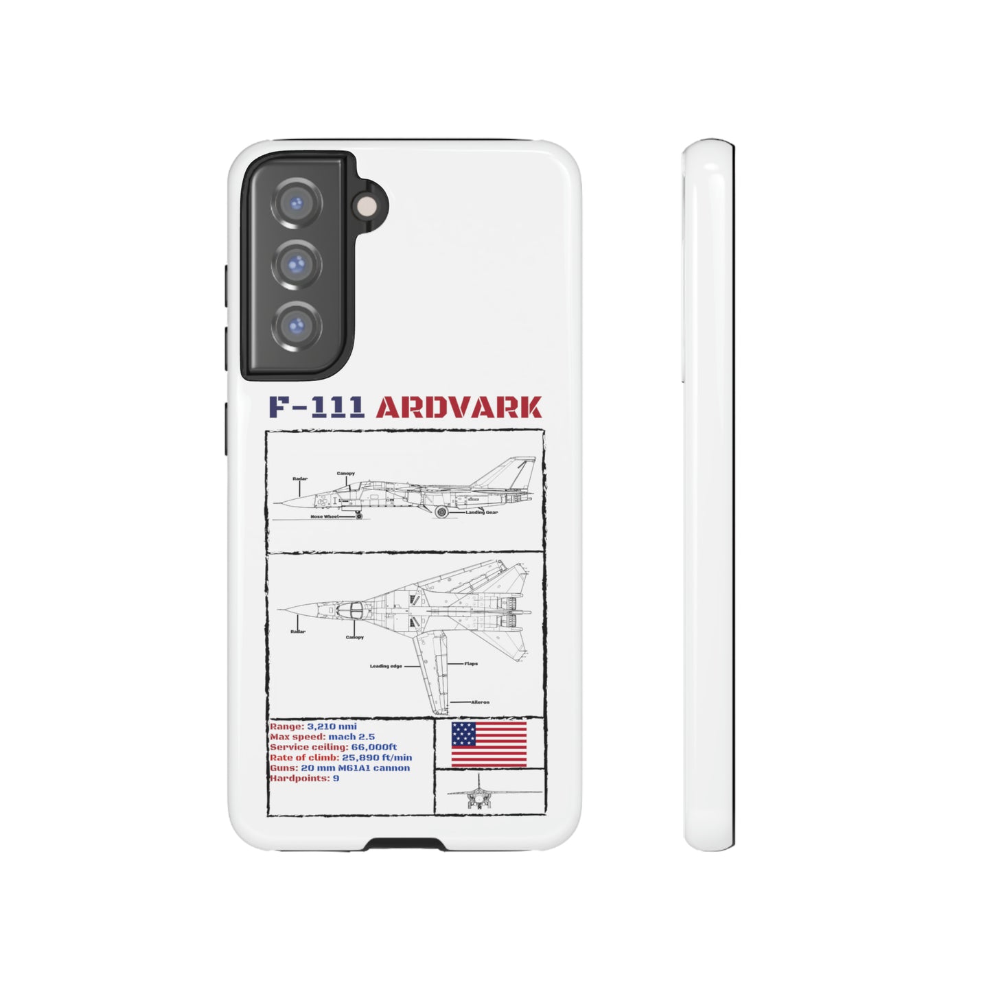 F111 Aardvark  Schematic Durable Phone Case (USAF Colourways)