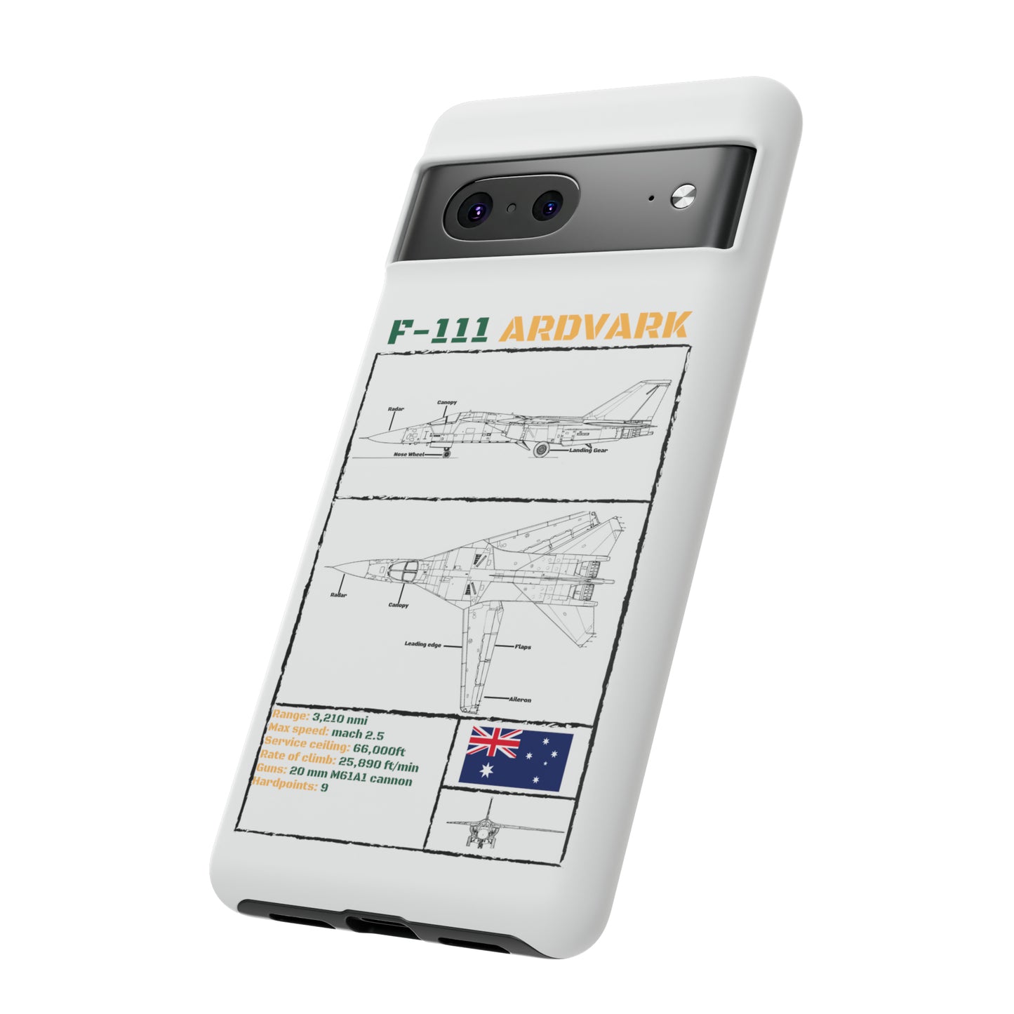 F111 Aardvark  Schematic Durable Phone Case (RAAF colouways)