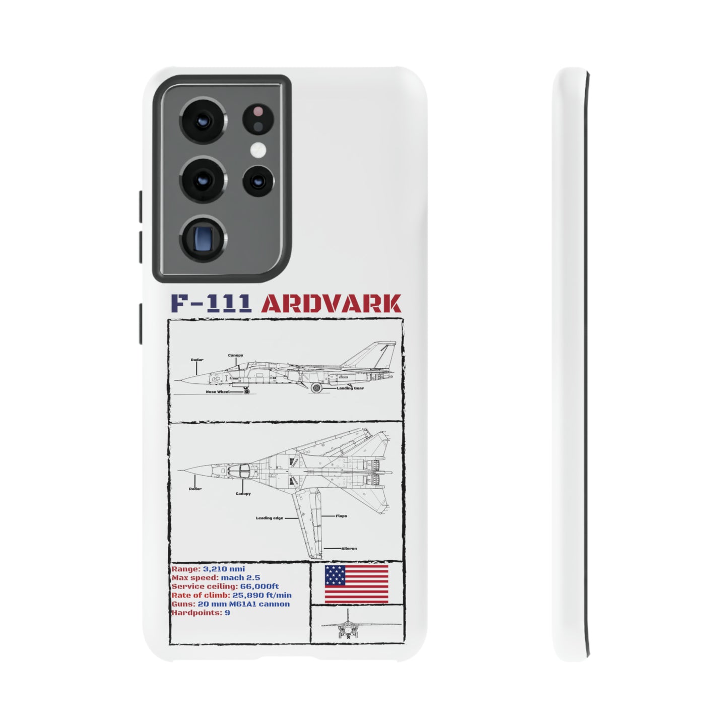 F111 Aardvark  Schematic Durable Phone Case (USAF Colourways)