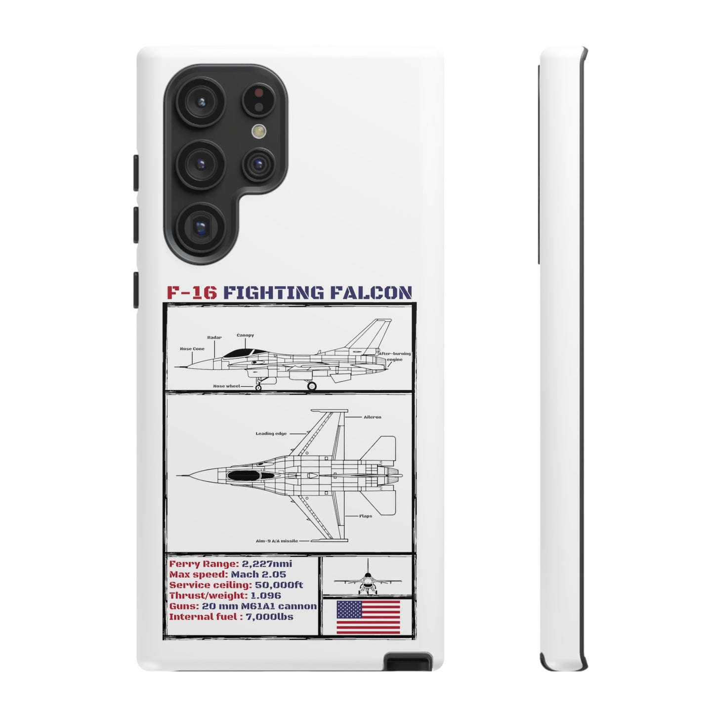 F-16 Schematic rigid Phone Case (USAF colour-ways)