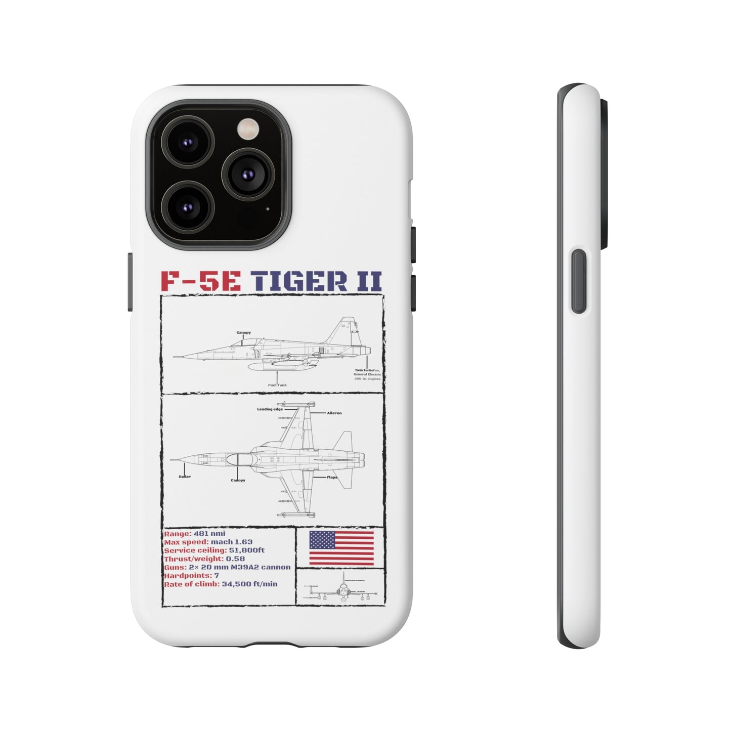 F-5E Schematic Durable Phone Case (USAF colour-ways)