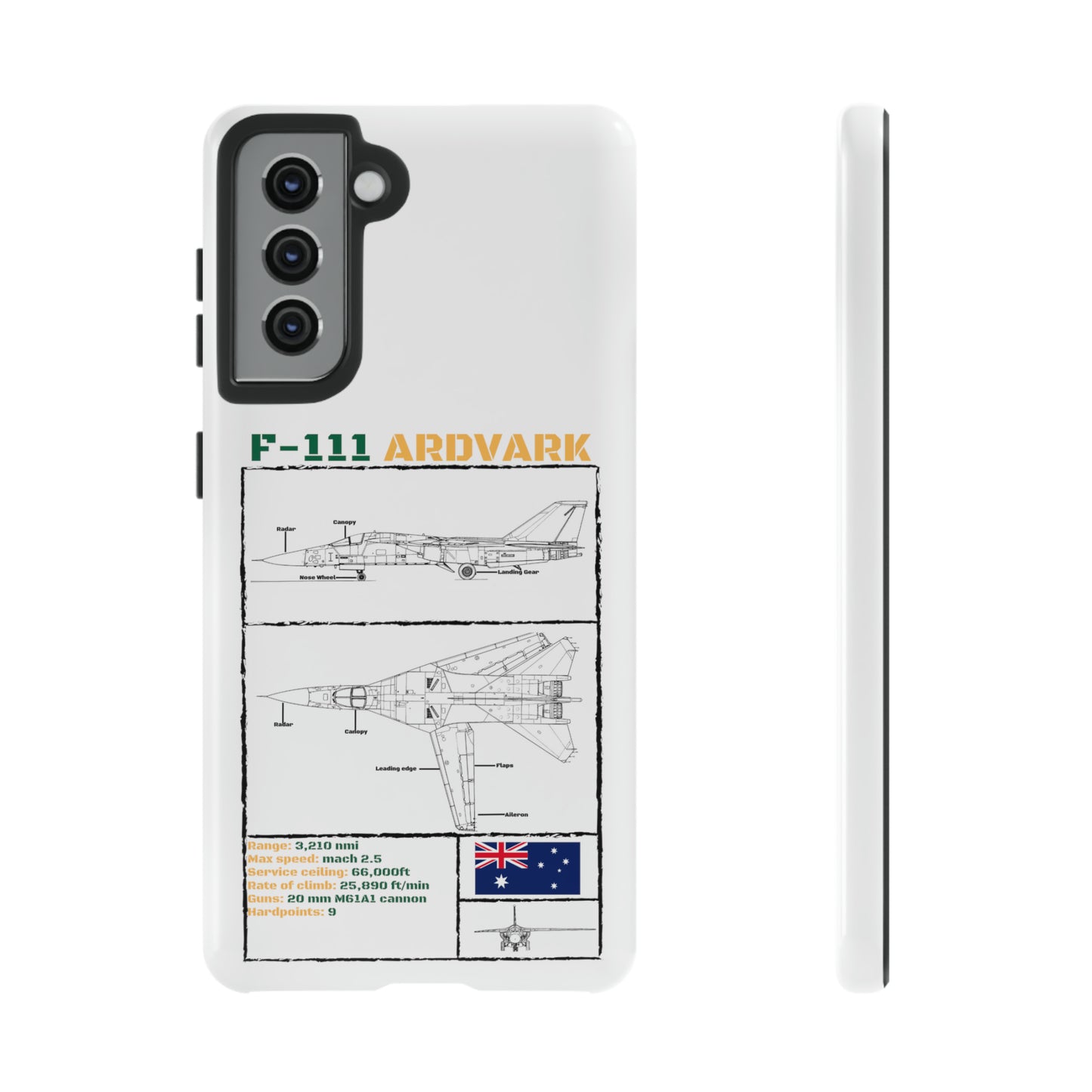 F111 Aardvark  Schematic Durable Phone Case (RAAF colouways)