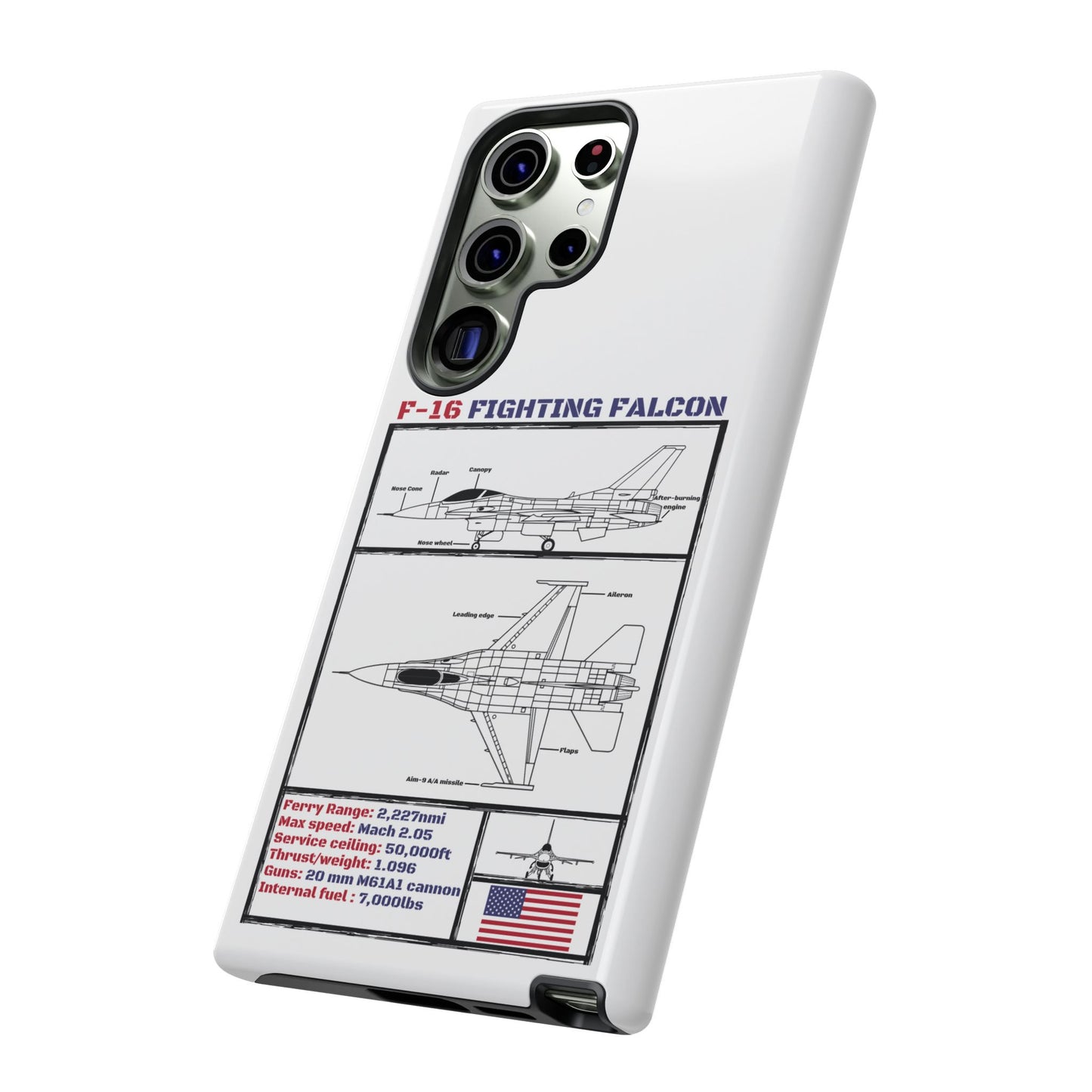 F-16 Fighting Falcon Schematic edition phone case (USAF Colour-Way)