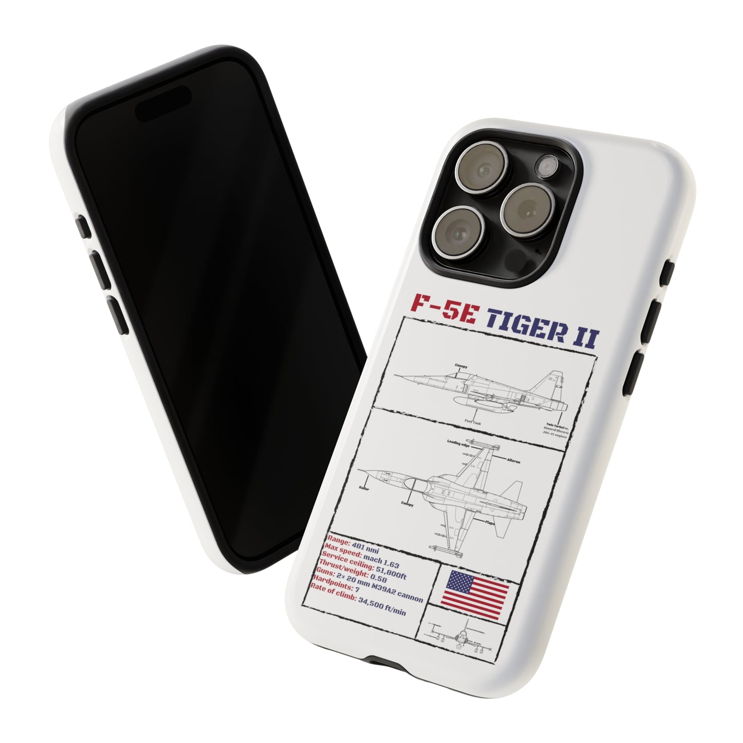 F-5E Schematic Durable Phone Case (USAF colour-ways)