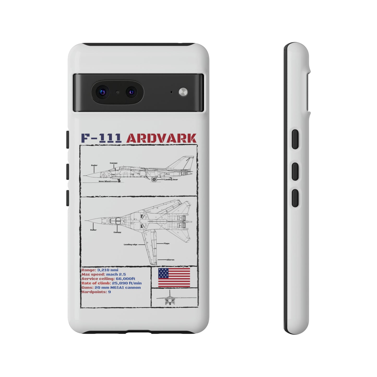 F111 Aardvark  Schematic Durable Phone Case (USAF Colourways)