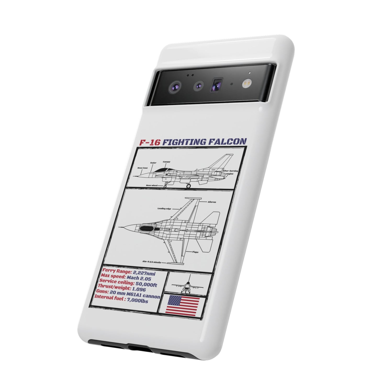 F-16 Fighting Falcon Schematic edition phone case (USAF Colour-Way)