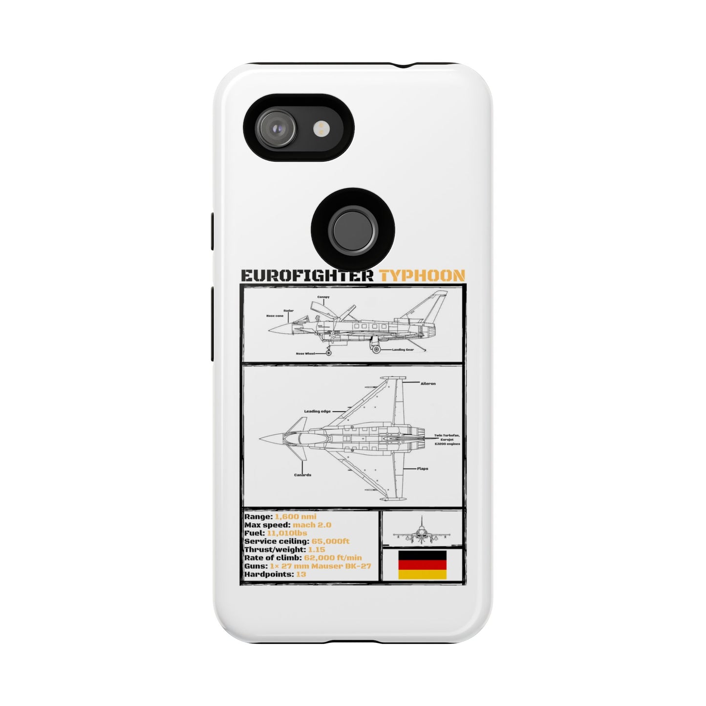 Eurofighter typhoon Schematic edition phone case (Luftwaffe Colour-Way)