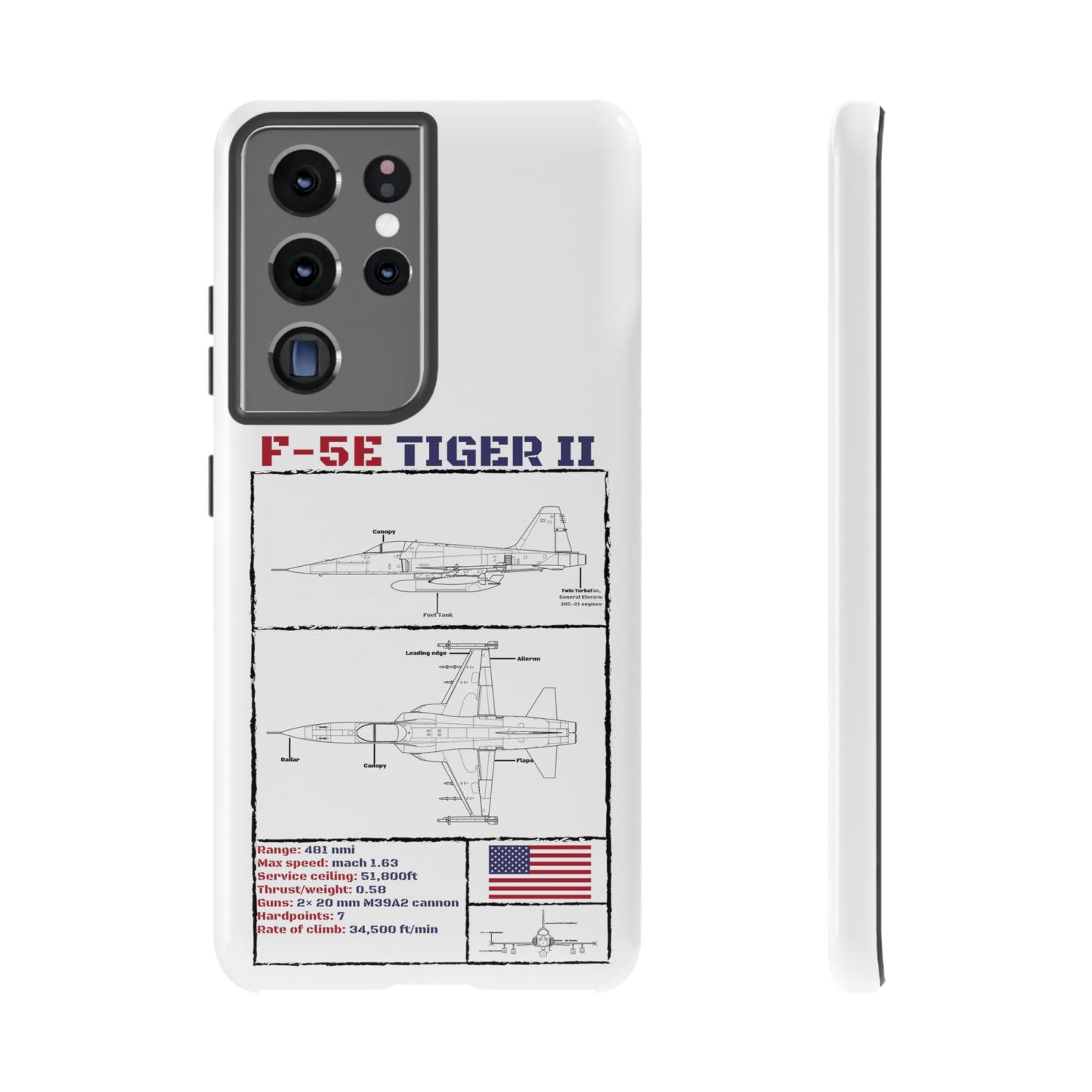 F-5E Schematic Durable Phone Case (USAF colour-ways)