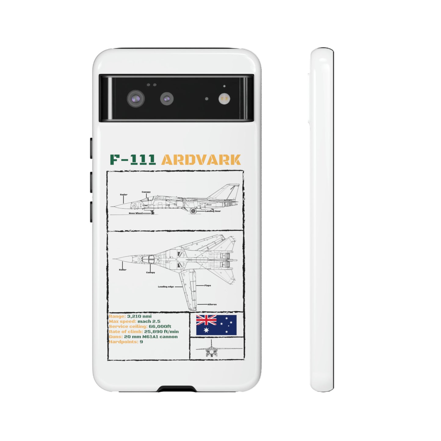 F111 Aardvark  Schematic Durable Phone Case (RAAF colouways)