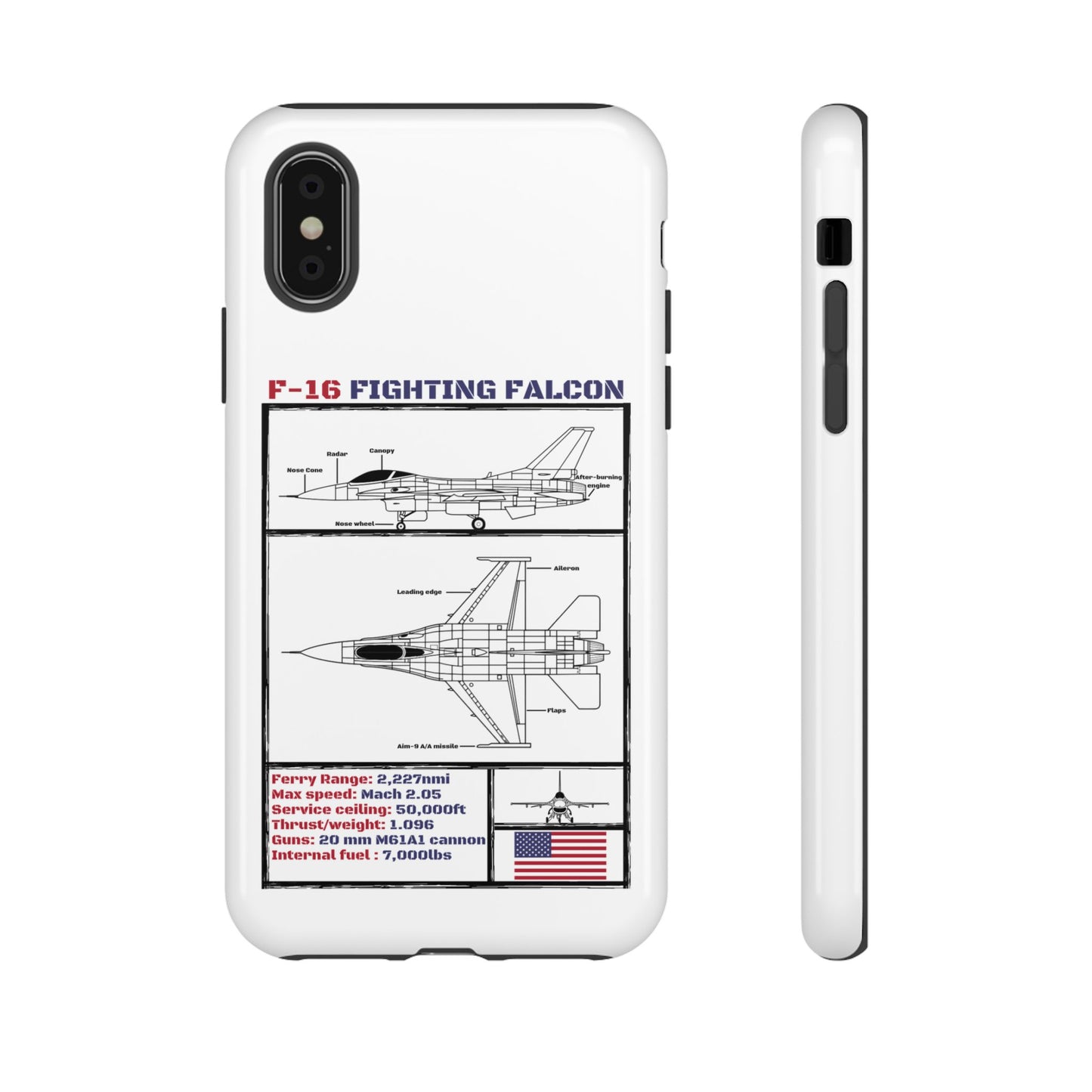 F-16 Fighting Falcon Schematic edition phone case (USAF Colour-Way)