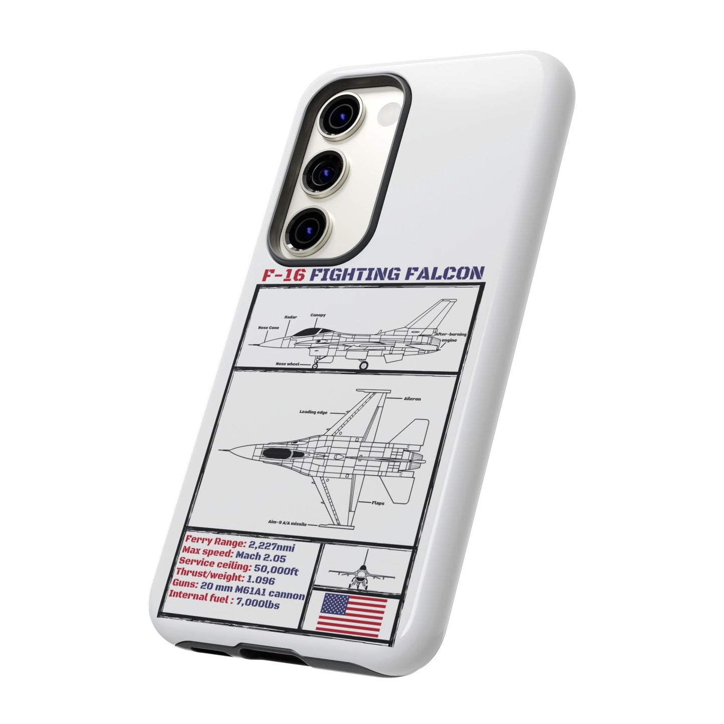 F-16 Fighting Falcon Schematic edition phone case (USAF Colour-Way)