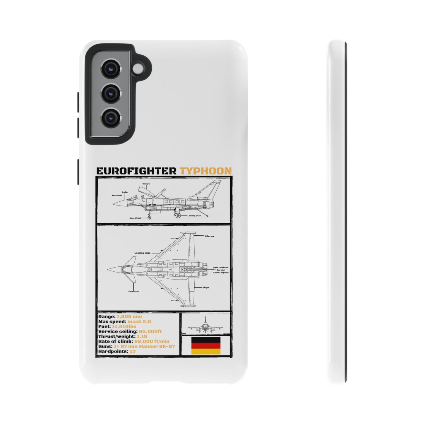 Eurofighter typhoon Schematic edition phone case (Luftwaffe Colour-Way)