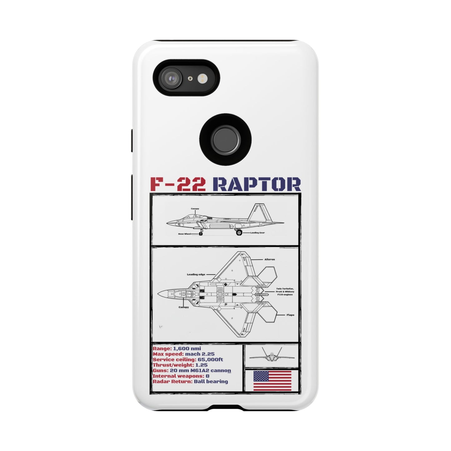F-22 Raptor Schematic edition phone case (USAF Colour-Way)