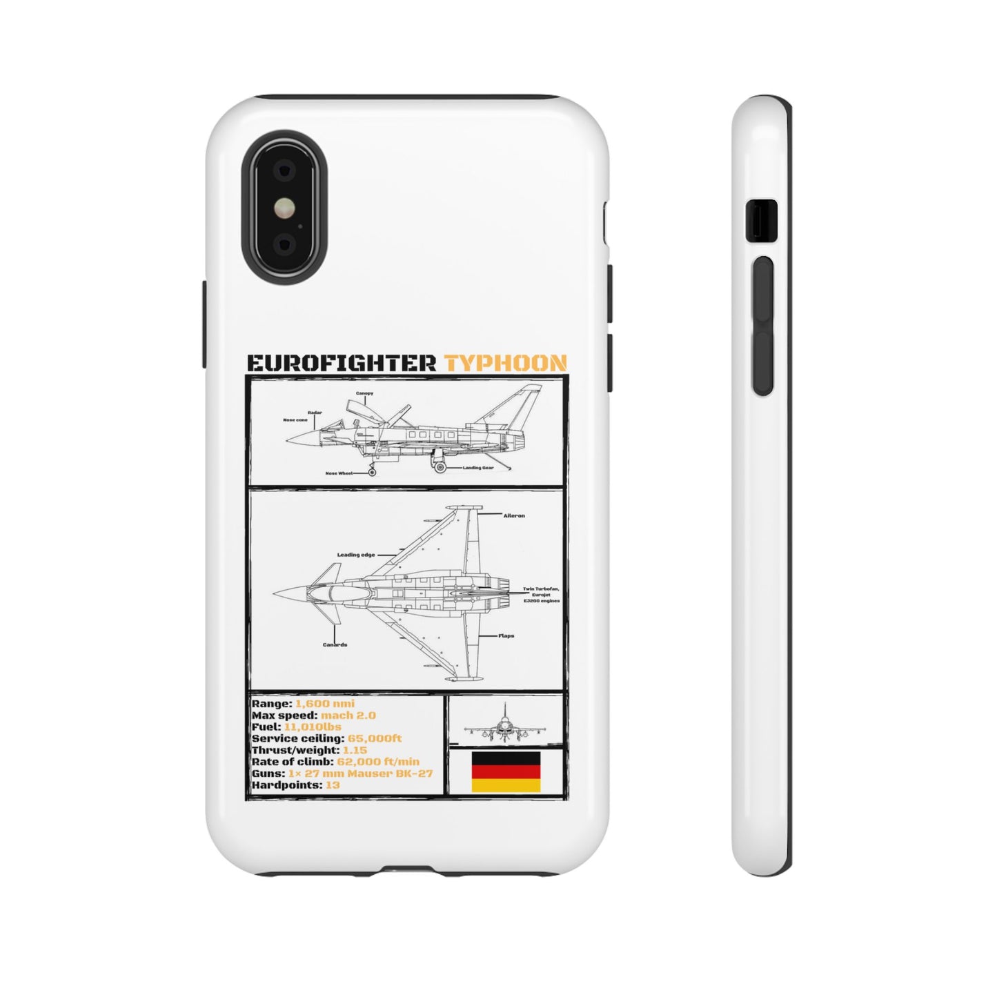 Eurofighter typhoon Schematic edition phone case (Luftwaffe Colour-Way)