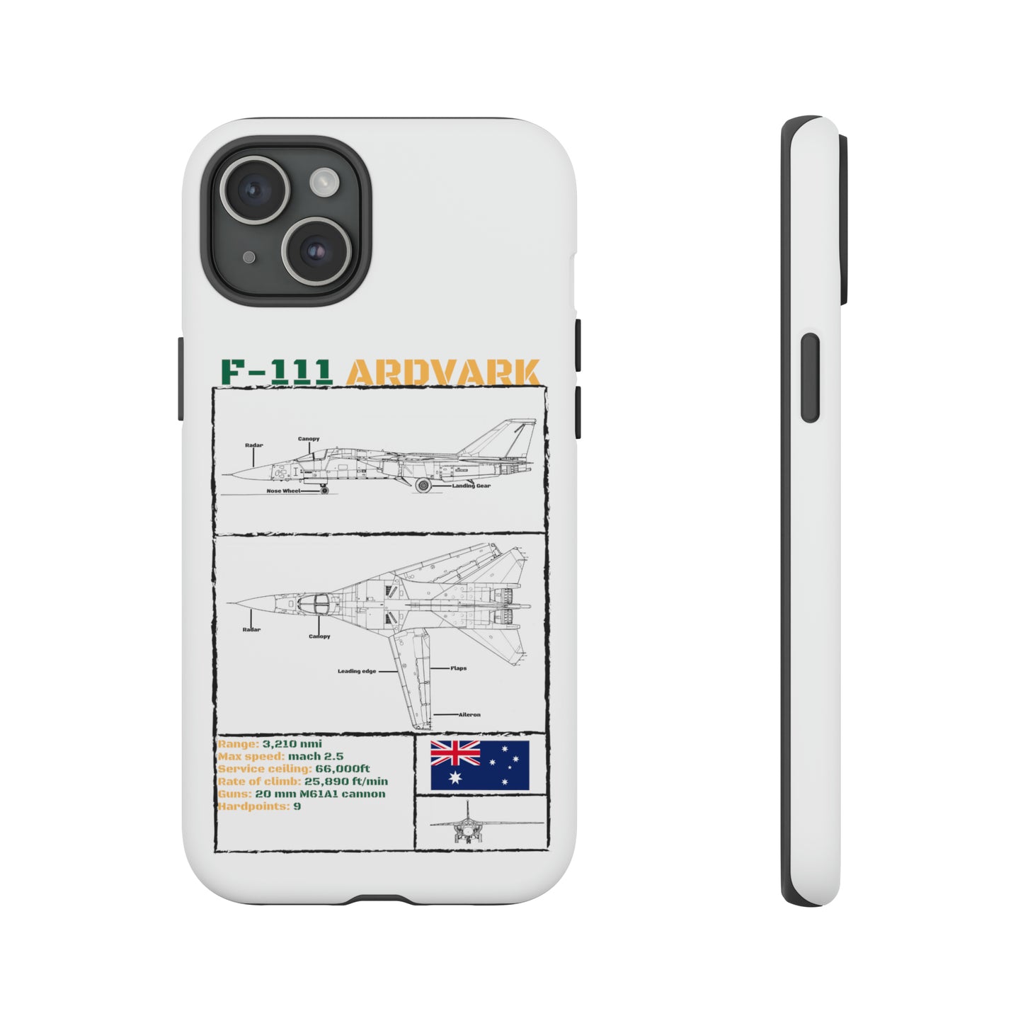 F111 Aardvark  Schematic Durable Phone Case (RAAF colouways)