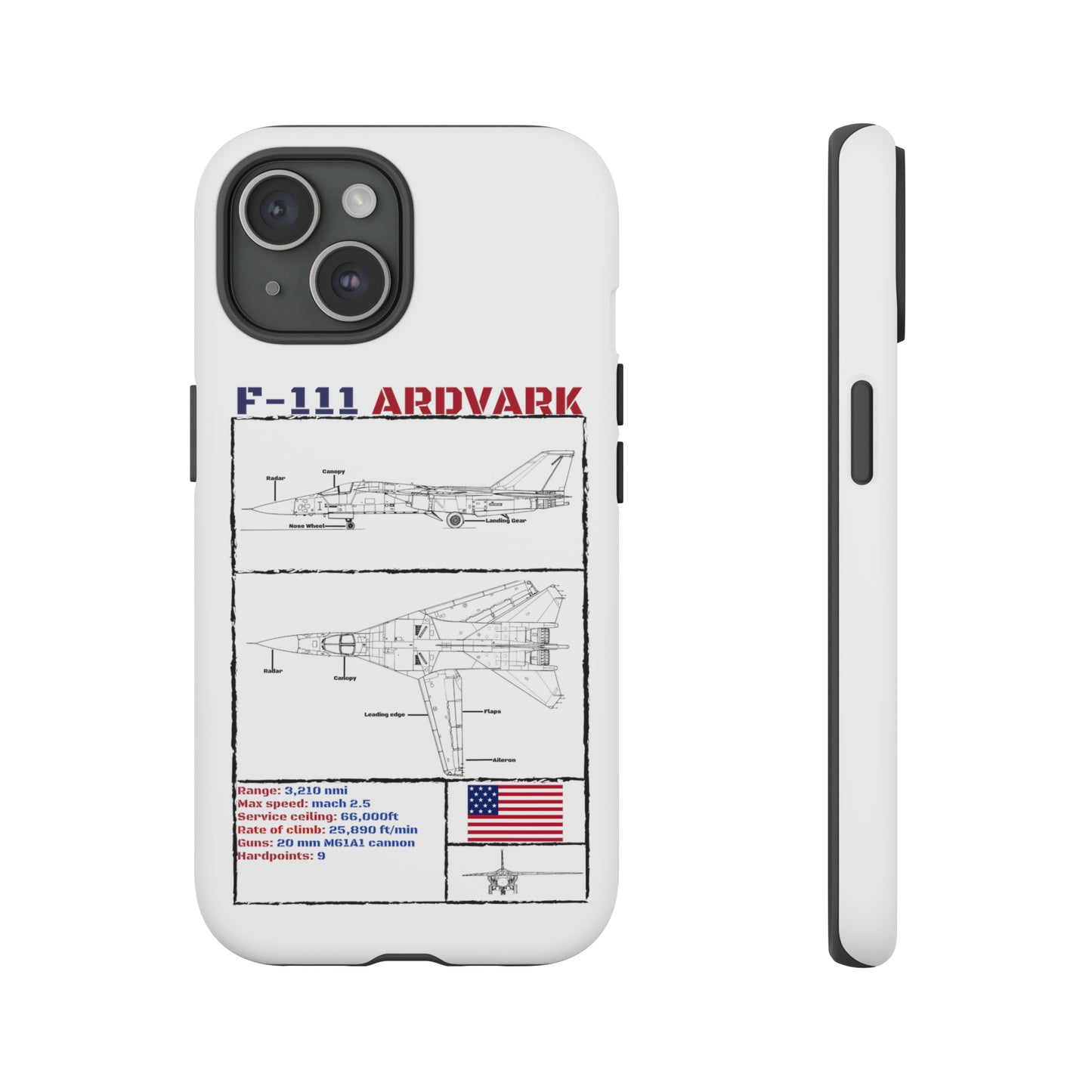 F111 Aardvark  Schematic Durable Phone Case (USAF Colourways)