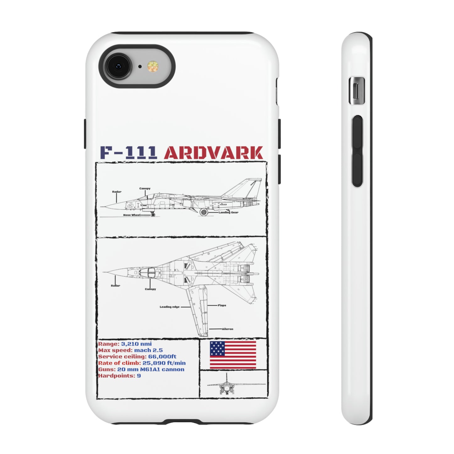 F111 Aardvark  Schematic Durable Phone Case (USAF Colourways)