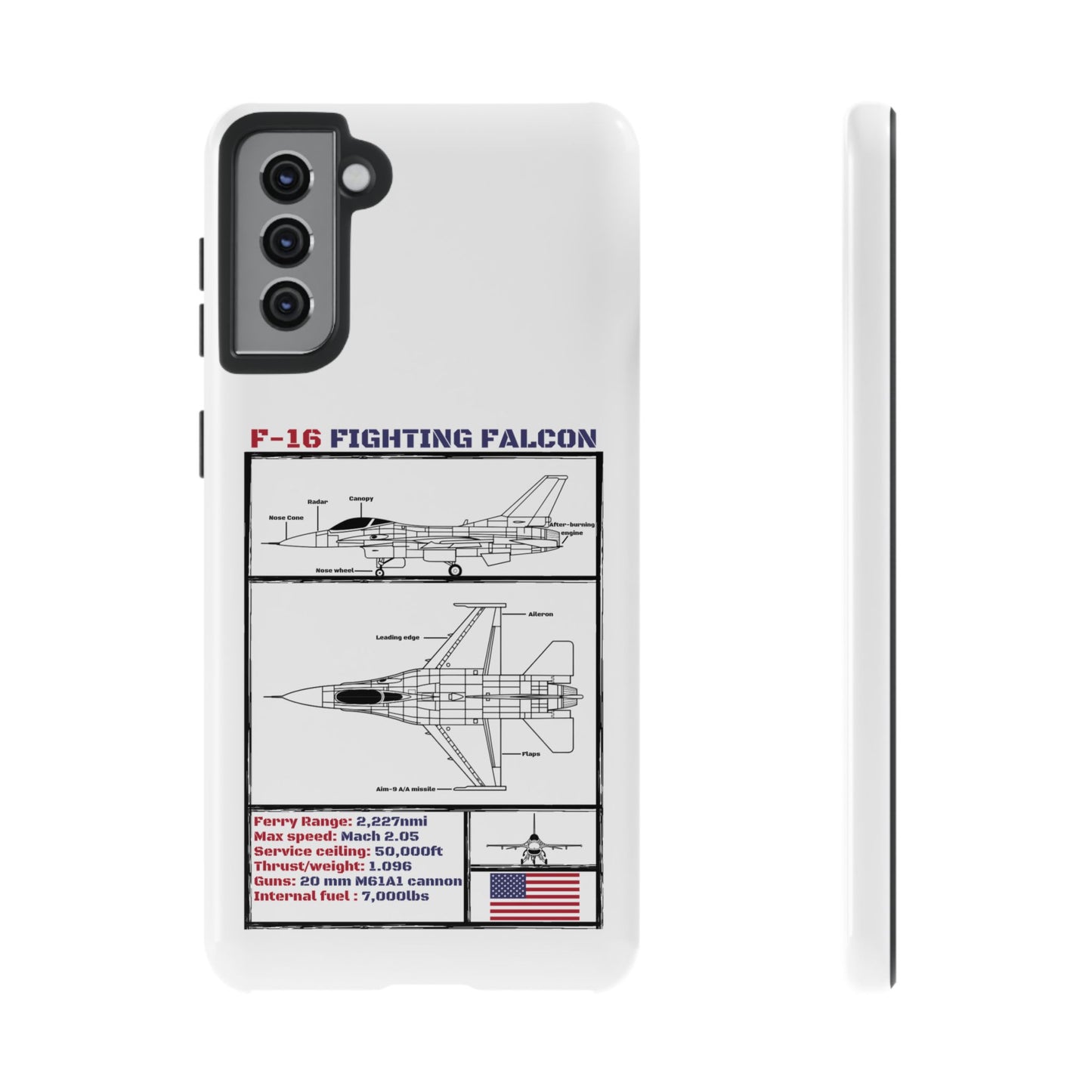 F-16 Fighting Falcon Schematic edition phone case (USAF Colour-Way)