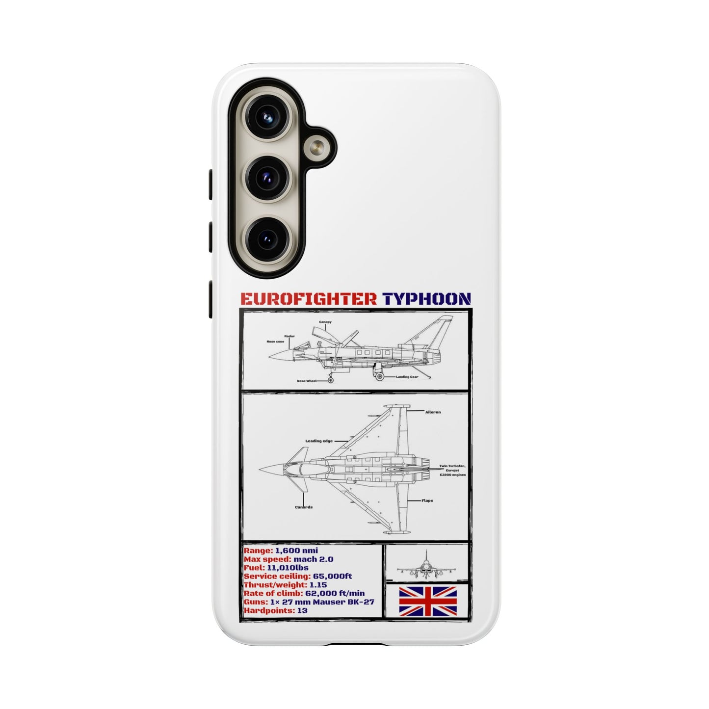 Eurofighter typhoon Schematic edition phone case (RAF Colour-Way)