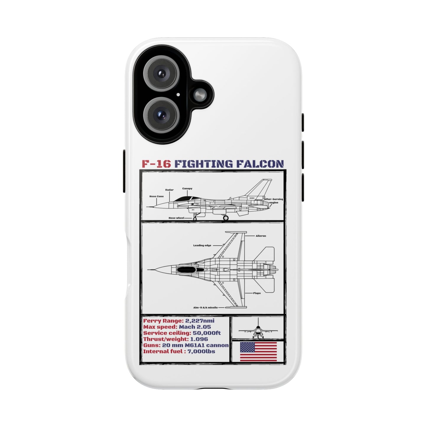 F-16 Fighting Falcon Schematic edition phone case (USAF Colour-Way)