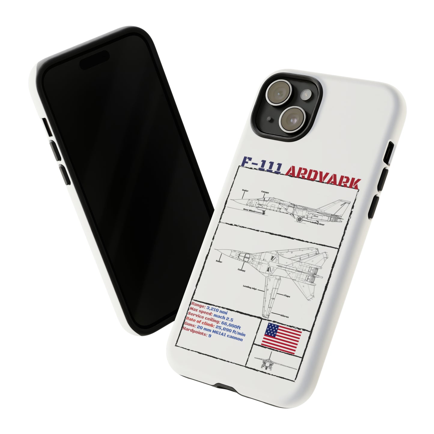 F111 Aardvark  Schematic Durable Phone Case (USAF Colourways)